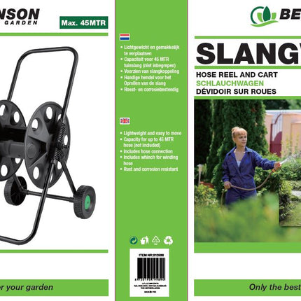 Benson Slangwagen - 45 Meter - Robuust & Lichtgewicht - Zwart