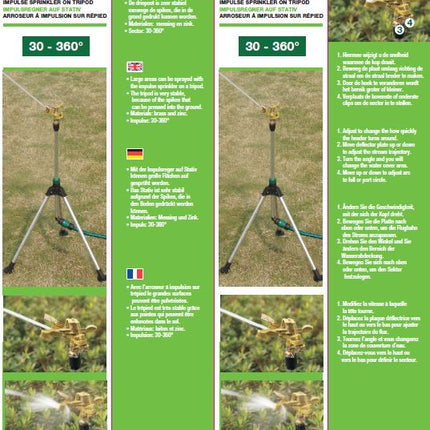 Benson Sectorsproeier op Driepoot - 30-360° Instelbaar - Messing & Zink