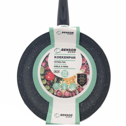 Benson Koekenpan Deluxe - 28 cm - Aluminium - Marmeren Anti-aanbaklaag - Zwart