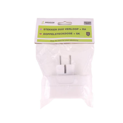 Benson Horizontale Stopcontactsplitter – 2-weg – met Randaarde & Kinderbeveiliging