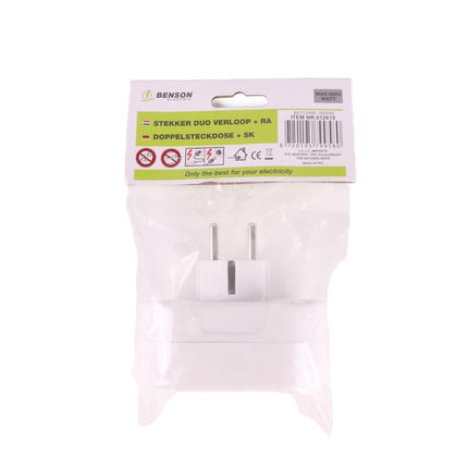 Benson Horizontale Stopcontactsplitter – 2-weg – met Randaarde & Kinderbeveiliging