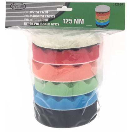 Hofftech Complete Polijstset – 6-delig – Ø 125 mm – Met Klittenbandsysteem