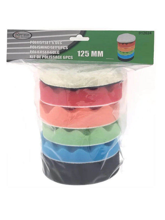 Hofftech Complete Polijstset – 6-delig – Ø 125 mm – Met Klittenbandsysteem