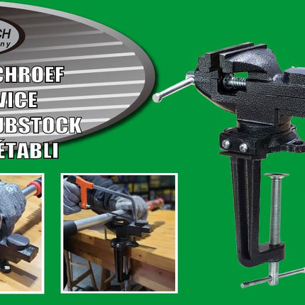 Hofftech 2-in-1 Bankschroef - 75 mm - Tafelklem & Vaste Montage - Gietijzer