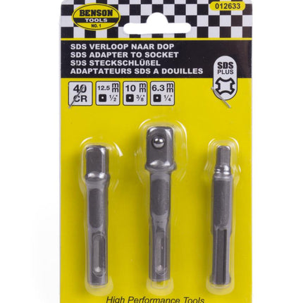 Benson SDS+ Boormachine Verloopset - 3-delig - 1/4", 3/8" en 1/2"
