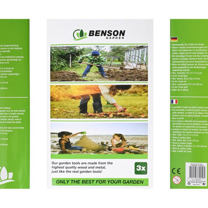 Benson Tuin Gereedschap Kinderset - 3-Delig - Hark, Schep & Bezem - Vanaf 3 Jaar