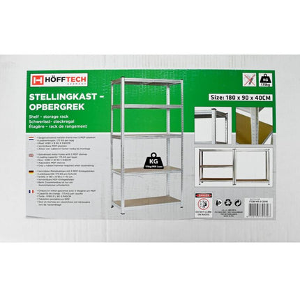 Hofftech Stellingkast - 180 x 90 x 40 cm - 875 kg Draagvermogen
