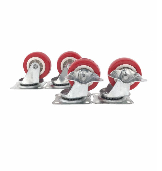 Benson Zwenkwielen Set 50 mm Rood - 4 Stuks (2x met rem)