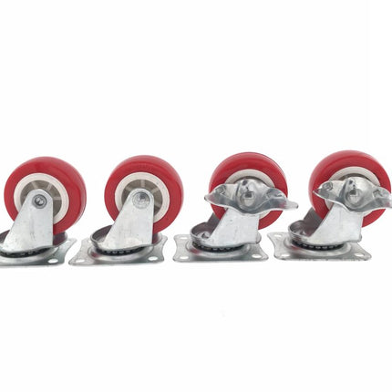 Benson Zwenkwielen Set 50 mm Rood - 4 Stuks (2x met rem)