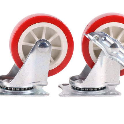 Benson Zwenkwielen Set 75 mm - 4 Stuks (2x met rem, 2x zonder)
