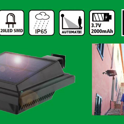 Hofftech Wandlamp Plat Solar LED + PIR Sensor – IP65 – 1200 mAh