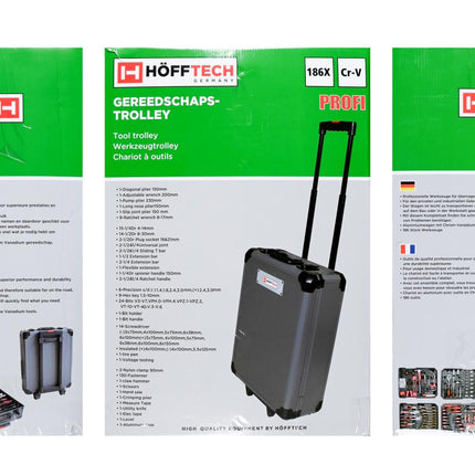 Hofftech Gereedschapstrolley - 186-delig - Aluminium - Mobiele Werkplaats op Wielen