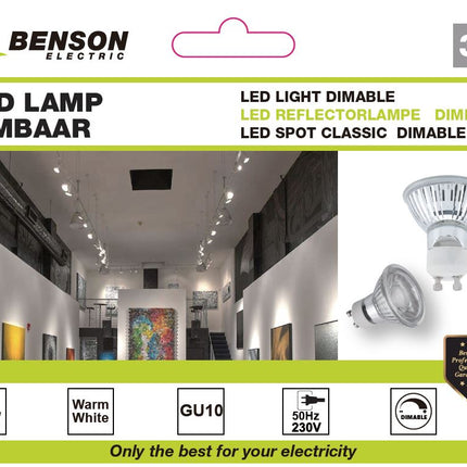 Benson Dimbare LED Spots – Glazen Uitvoering – Set van 3 – GU10 – 5W