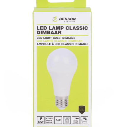 Benson Dimbare LED-lamp – A60 – 12W – E27 – Warm Wit