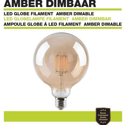 Benson Retro LED Filament Globe – G125 – 4W – E27 – Amber – Dimbaar