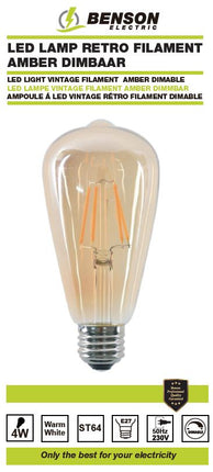 Benson Retro LED Filament Lamp – ST64 – 4W – E27 – Amber/Warm Wit