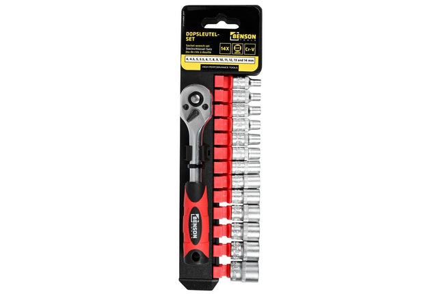 Benson Dopsleutelset - 12-delig - 1/2" Opname - Chroom-Vanadiumstaal
