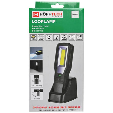 Hofftech COB Oplaadbare Looplamp - 550/250 Lumen - Met Dockingstation