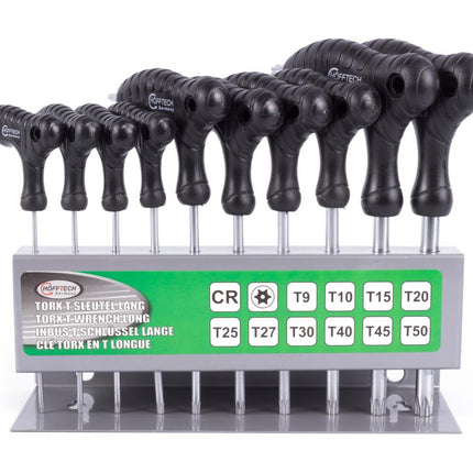 Hofftech T-Greep Torxsleutel Set - 10-delig - T9 t/m T50 - Inclusief Wandhouder