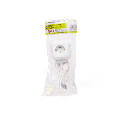 Benson Stekkerblok met USB – 3-voudig – 1,5 meter – Randaarde – Wit