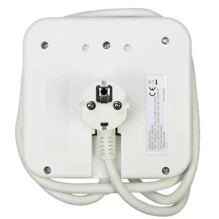 Benson Vierkante Stekkerdoos met USB – 3-voudig – 1,5 meter – Wit