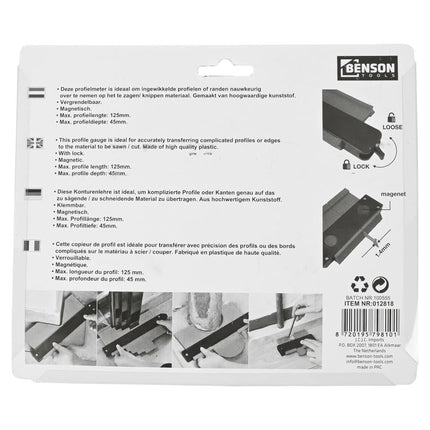 Benson Vergrendelbare Profielmeter 125 mm - Magnetisch - Kunststof
