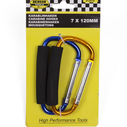 Benson Karabijnhakenset met Softgrip – 7 x 120 mm – 2 stuks