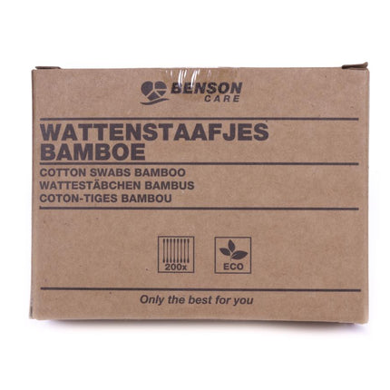 Benson Bamboe Wattenstaafjes – 100% Biologisch Afbreekbaar – 200 Stuks – Plasticvrij
