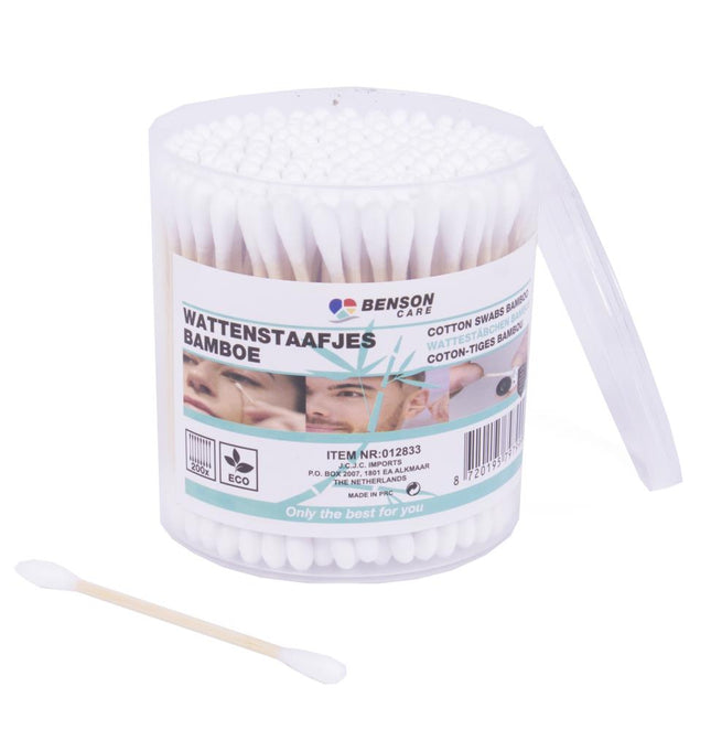 Benson Bamboe Wattenstaafjes – 100% Biologisch Afbreekbaar – 200 Stuks