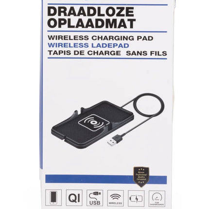 Benson Draadloze Qi Oplaadmat – Antislip – 180 x 105 mm – Universeel voor Dashboard