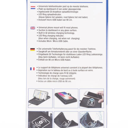 Benson Draadloze Qi Oplaadmat – Antislip – 180 x 105 mm – Universeel voor Dashboard