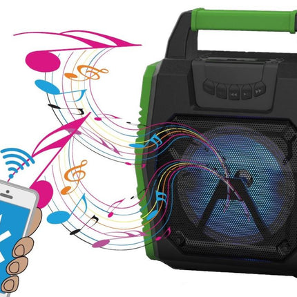 Benson Bluetooth Speaker met Radio - LED-verlichting - 34 cm - Zwart/Groen