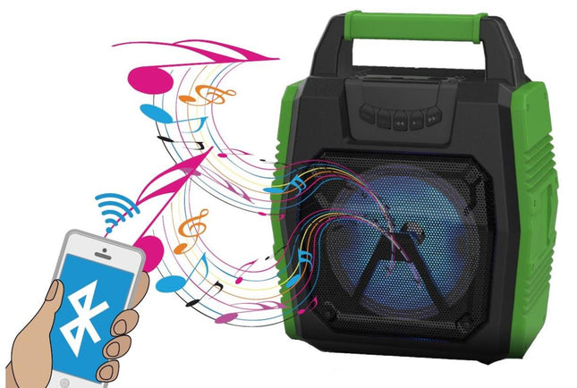 Benson Bluetooth Speaker met Radio - LED-verlichting - 34 cm - Zwart/Groen