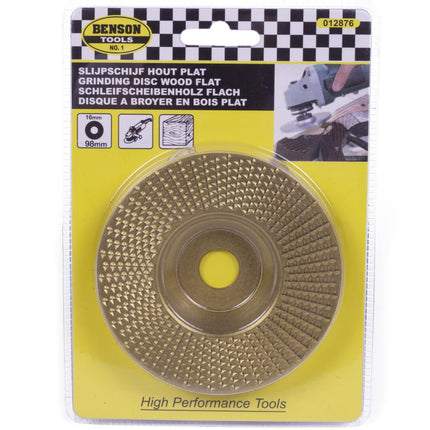 Benson Koolstofstalen Houtslijpschijf – Plat – Ø 98 x 16 mm – Goud