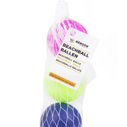 Benson Beachball Ballen Set - 3-Delig - Ø 38 mm - In Netje