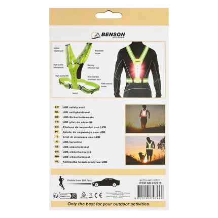 Benson LED Veiligheidsvest - Reflecterend - Uniseks - Waterbestendig