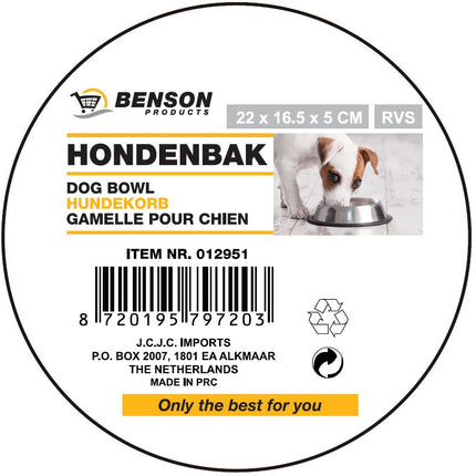 Benson RVS Hondenvoerbak - 22 x 16.5 x 5 cm - Duurzaam