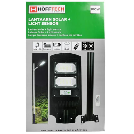 Hofftech Solar LED Lantaarn – 100W – 11.000 mAh – IP65 – Incl. Muurbeugel
