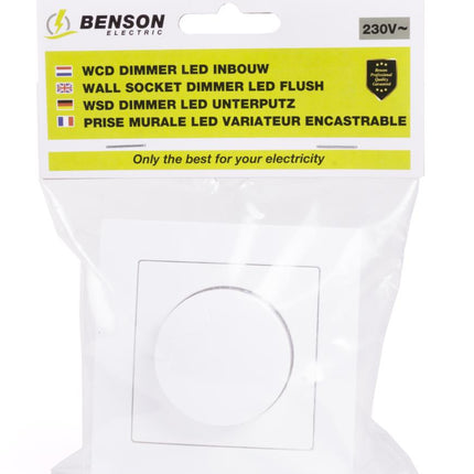 Benson LED Inbouwdimmer – Wit – 5-100W – Inclusief Afdekraam