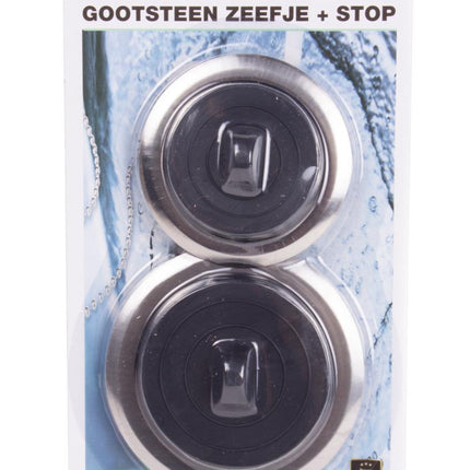 Benson Gootsteenzeef en Stop Set - 4-delig - RVS - Diverse Maten - Anti-verstopping