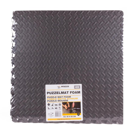 Benson Puzzelmat - Foam Vloertegels - 4-Delig - 60 x 60 cm - Antraciet Grijs