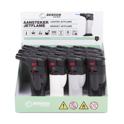 Benson Stormaansteker Display - 12 Stuks - Jetflame - Mix Kleuren
