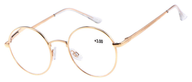 Benson Leesbril Rond Metaal – Goud – Vintage Unisex – 12-delig Display