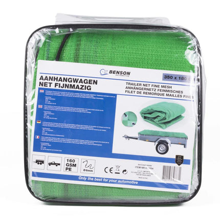 Benson Aanhangernet Fijnmazig - 350 x 180 cm - Groen - Inclusief Tas