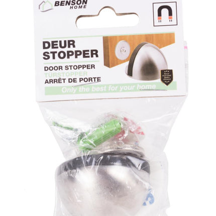 Benson Magnetische Deurstopper - Geborsteld RVS - Ø 45 x 26 mm - Inclusief Bevestiging