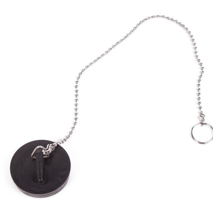 Benson Gootsteendop - Ø 44 mm - Inclusief RVS Ketting 30 cm - Zwart Rubber