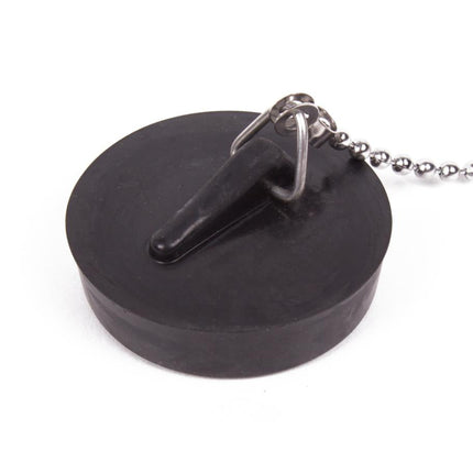 Benson Gootsteendop - Ø 44 mm - Inclusief RVS Ketting 30 cm - Zwart Rubber