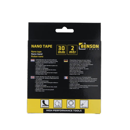 Benson Dubbelzijdige Nano Tape - 30 mm x 2 m - Sterk & Herbruikbaar