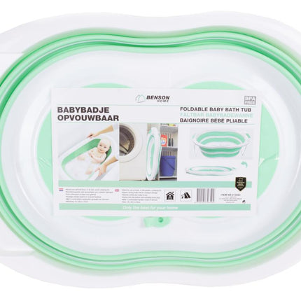 Benson Opvouwbaar Babybadje - Antislip - 70 x 46,5 cm - Groen/Wit