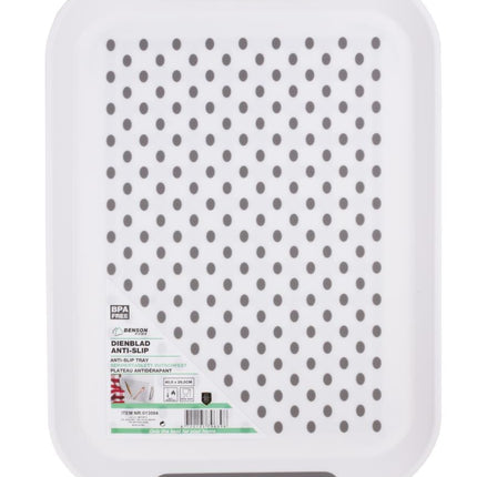Benson Antislip Dienblad - 40,5 x 28,5 cm - Wit/Grijs - Hittebestendig